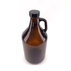 64OZ Glass Growler (1.9liter)   Black Growler Plastic Cap