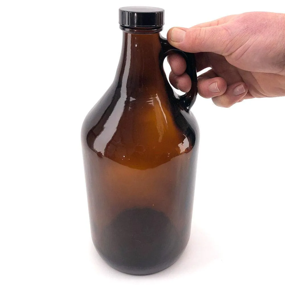 64OZ Glass Growler (1.9liter)   Black Growler Plastic Cap