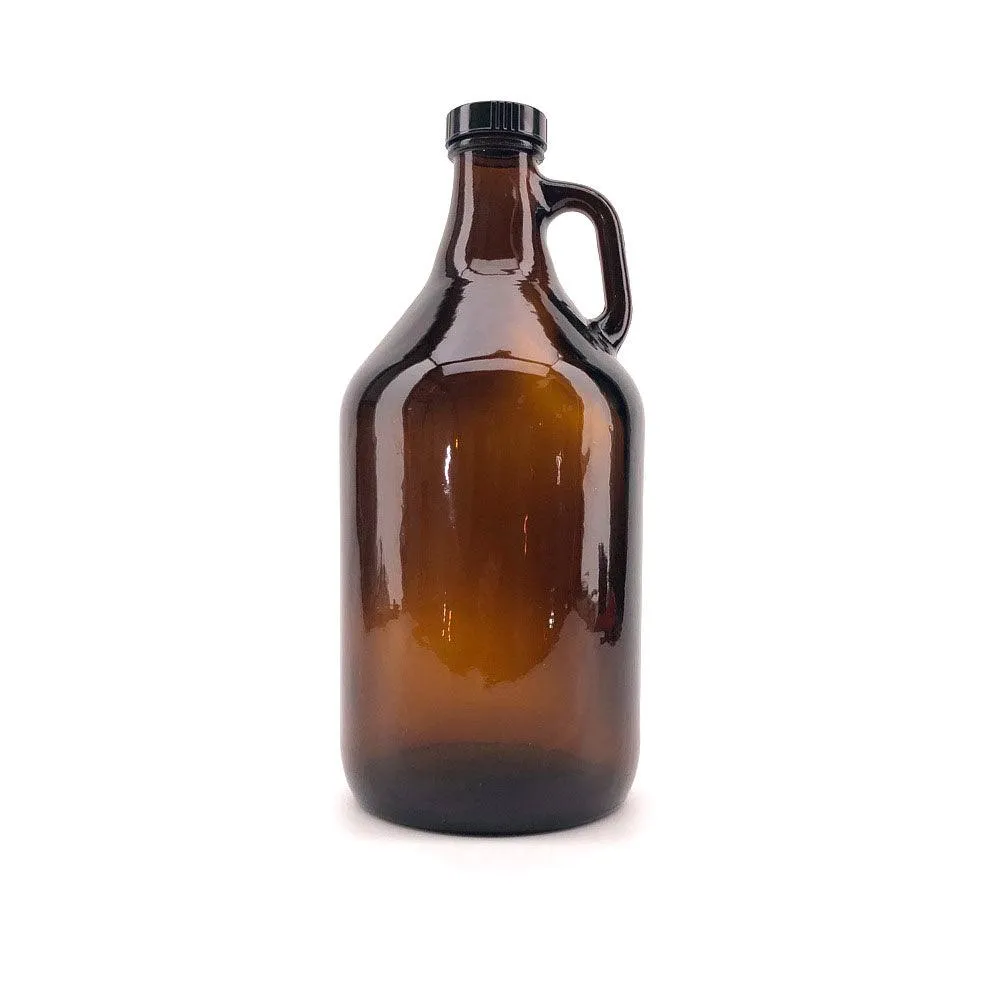 64OZ Glass Growler (1.9liter)   Black Growler Plastic Cap