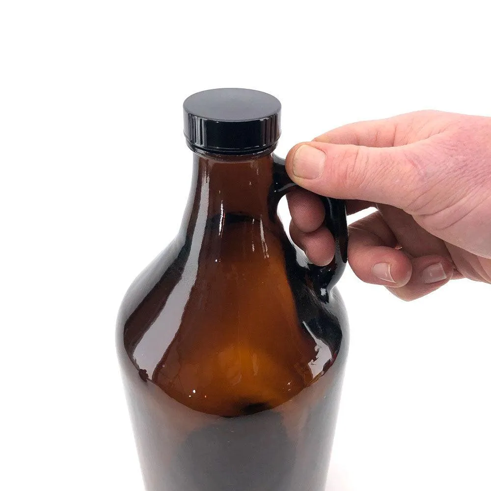 64OZ Glass Growler (1.9liter)   Black Growler Plastic Cap