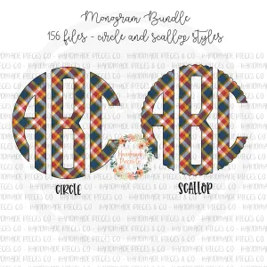 Autumn Plaid Monogram, 5 - Multiple Styles - Digital Download