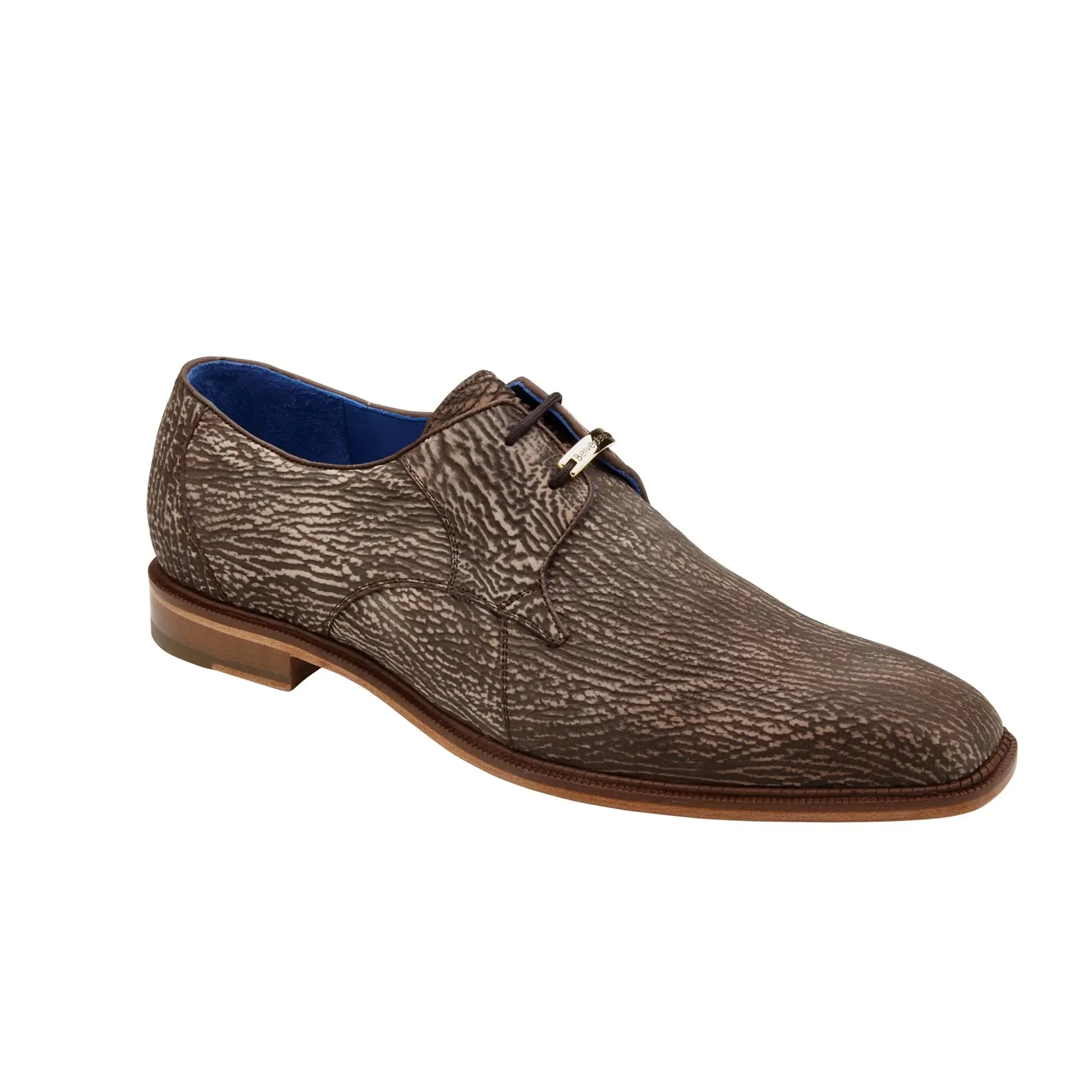 Belvedere Ray in Brown Genuine Shark-Skin Derby Oxfords