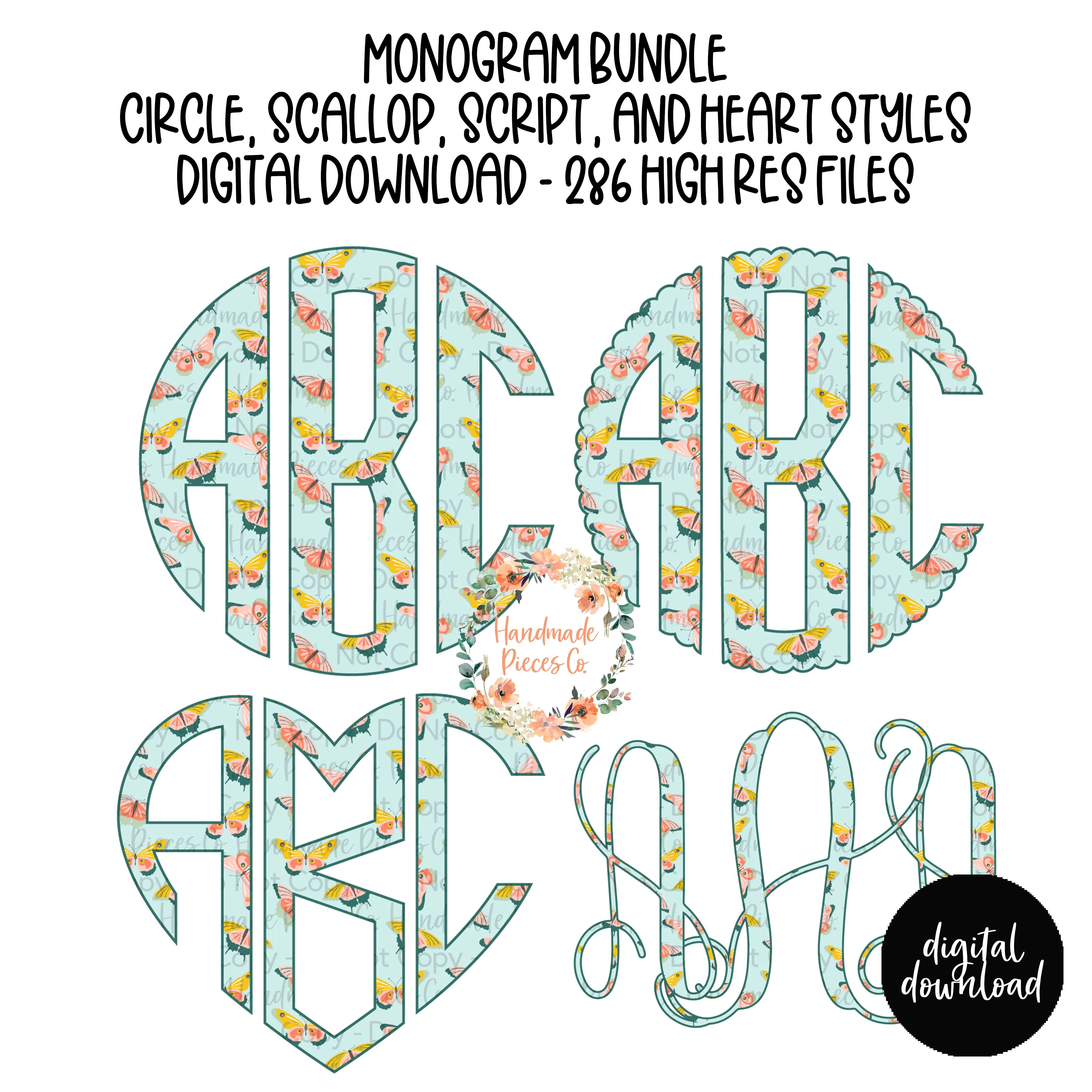 Butterfly Monogram - Multiple Styles - Digital Download