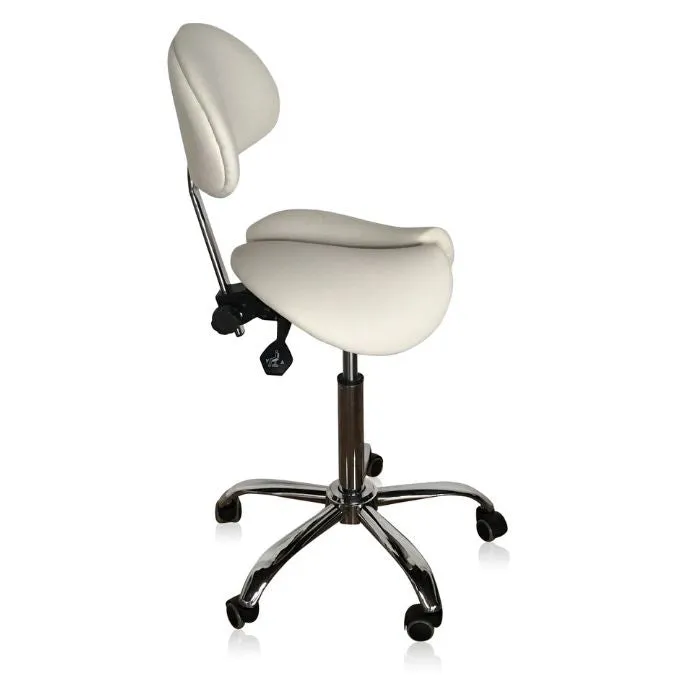 Divided Saddle Seat Stool with Backrest For Dental Hygienist