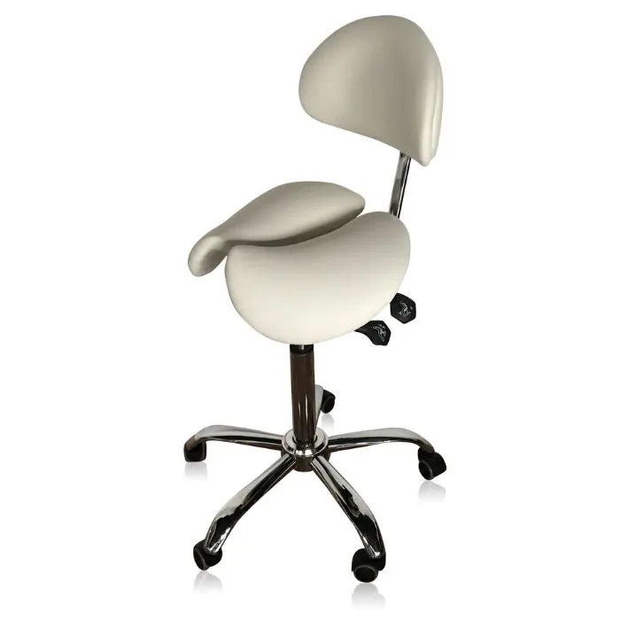 Divided Saddle Seat Stool with Backrest For Dental Hygienist