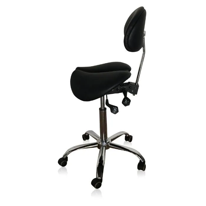 Divided Saddle Seat Stool with Backrest For Dental Hygienist