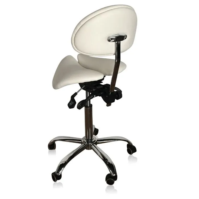 Divided Saddle Seat Stool with Backrest For Dental Hygienist