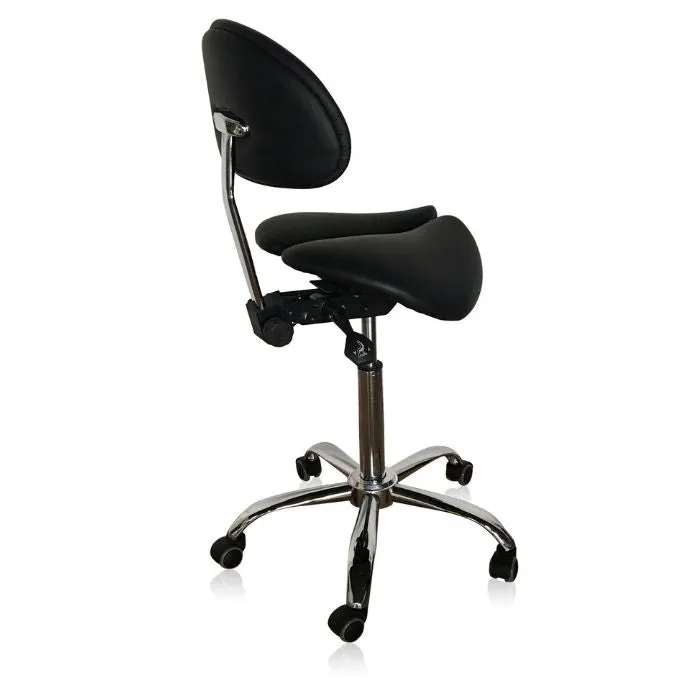 Divided Saddle Seat Stool with Backrest For Dental Hygienist