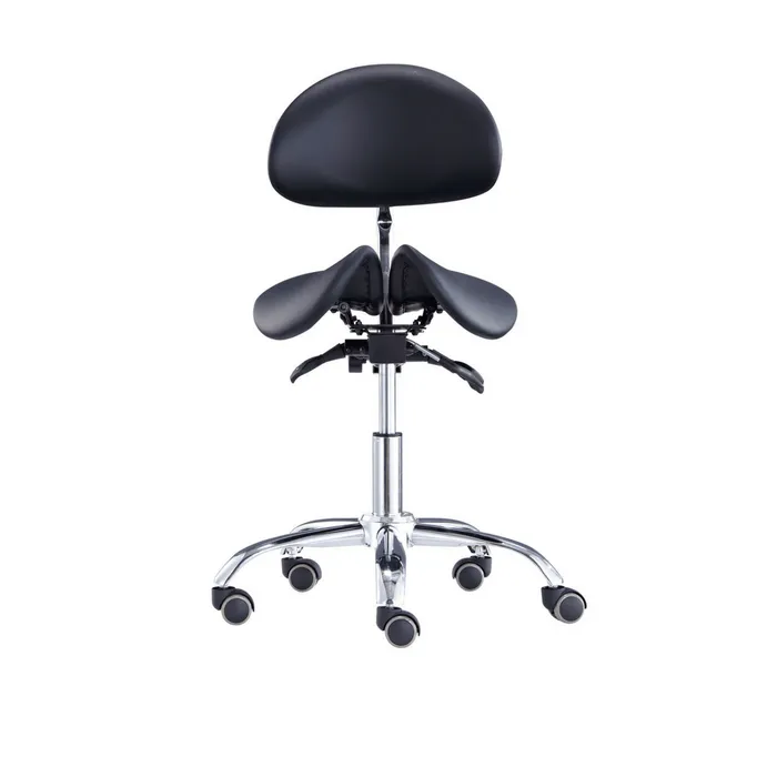 Divided Saddle Seat Stool with Backrest For Dental Hygienist