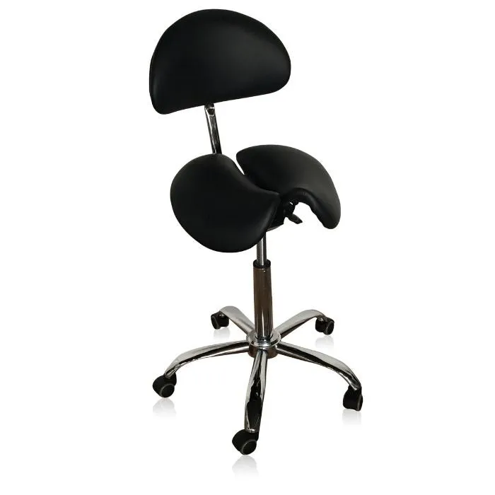 Divided Saddle Seat Stool with Backrest For Dental Hygienist