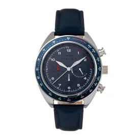 Elevon Bombardier Chronograph Leather-Strap Watch - Navy