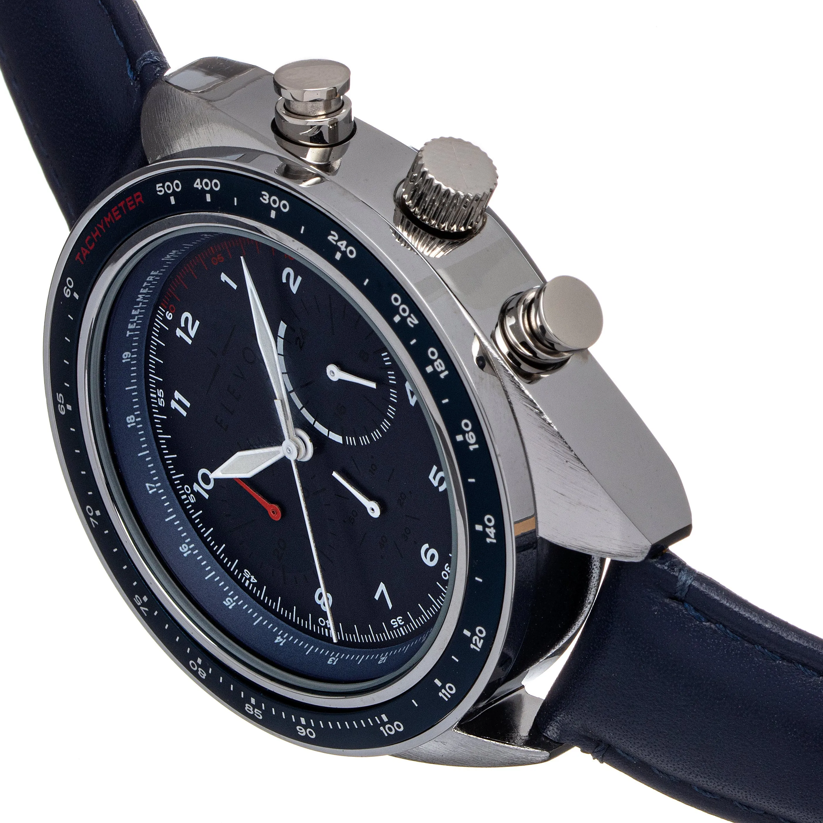 Elevon Bombardier Chronograph Leather-Strap Watch - Navy