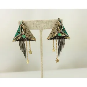 Handmade OOAK SoHo styles beautiful pyramid triangle crystal earring