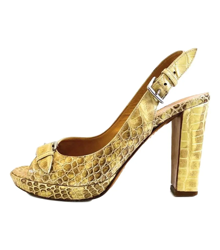 Hermes Crocodile Skin Block Heels. Size 37