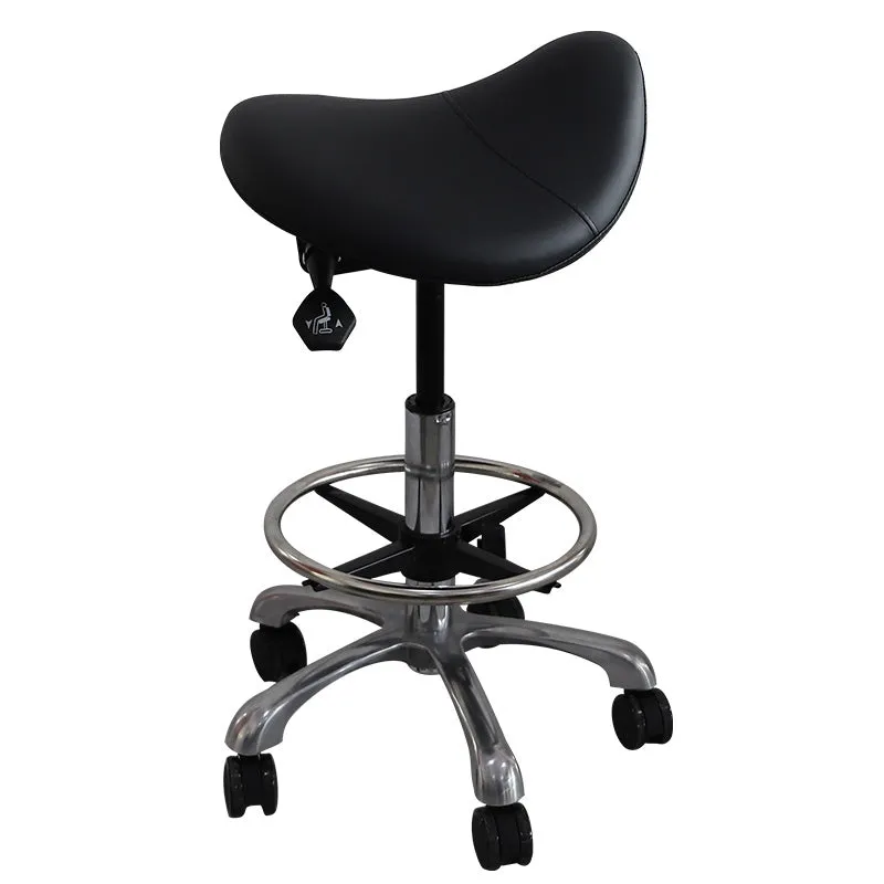 Hydraulic Saddle Shape Rolling Stool with Tilt-able Seat & FootRest