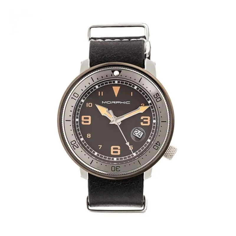 Morphic M58 Series Nato Leather-Band Watch w/ Date