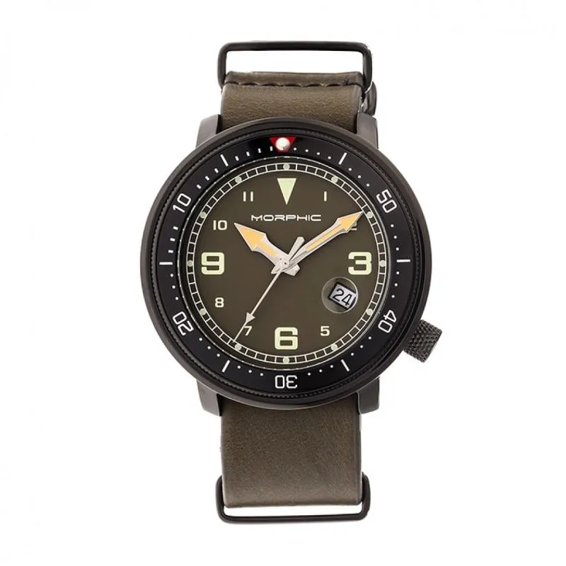 Morphic M58 Series Nato Leather-Band Watch w/ Date