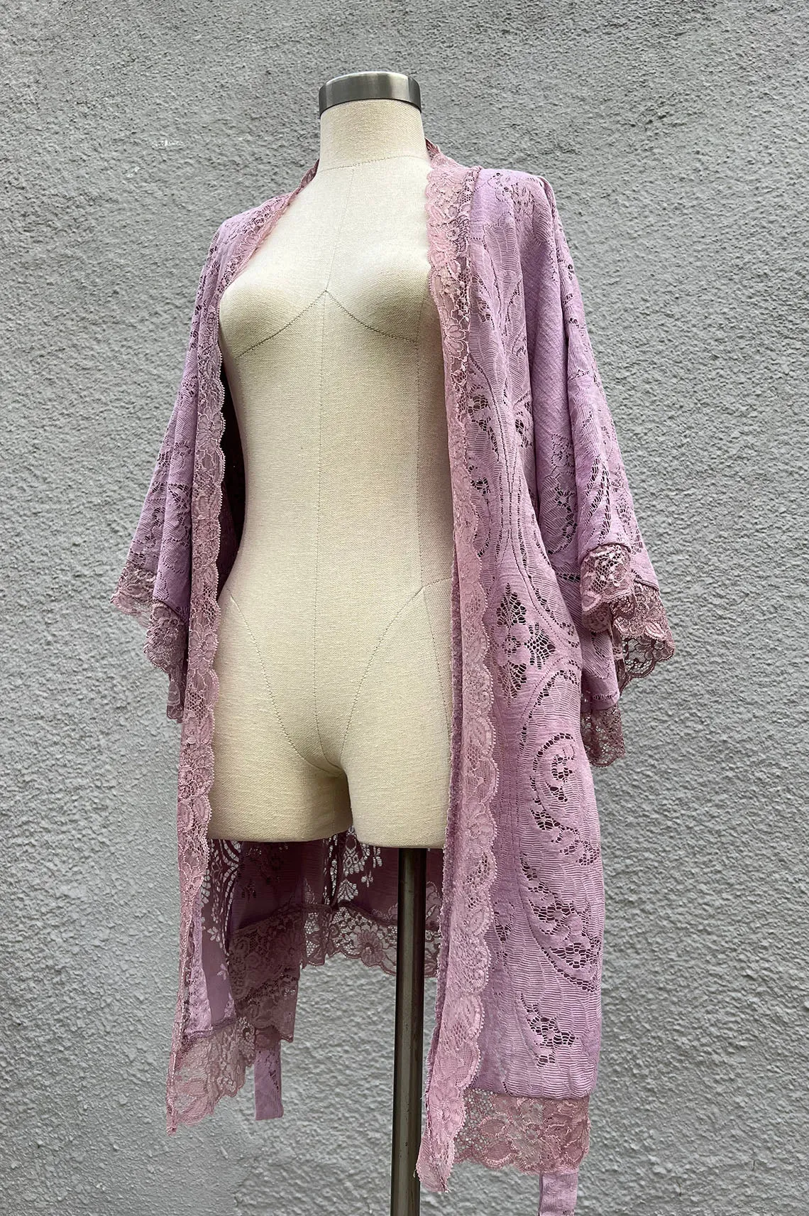 READY TO SHIP One of a Kind Upcycled Purple Lace Print Robe